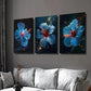 3pcs Blue Hibiscus Flower with Starry Night Wall Art Set Canvas Framed 40x60cm - High Quality Print 100% Australian Made Wall Canvas Ready to Hang