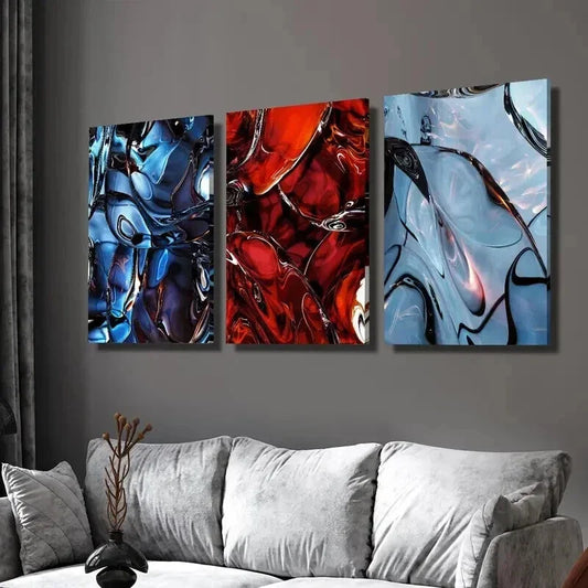 3pcs Shiny Ripple Twisted Fluid Texture Wall Art Set Canvas Framed 40x60cm - High Quality Print 100% Australian Made Wall Canvas Ready to Hang