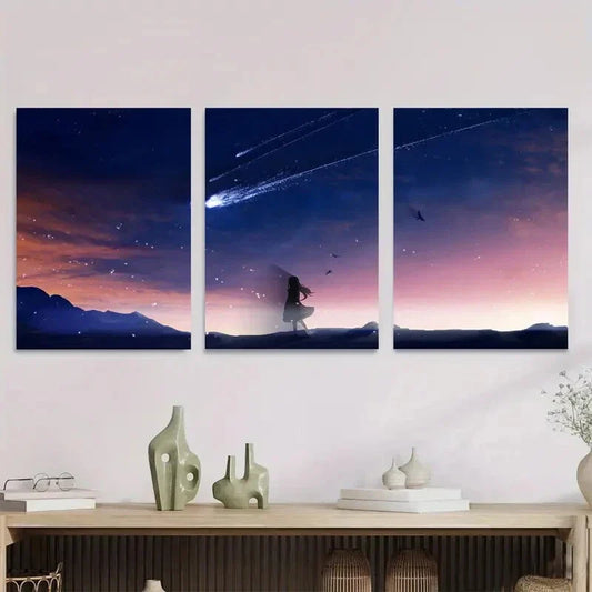 3pcs Starry Night Sky Triptych Metal Print Ready to Hang Art