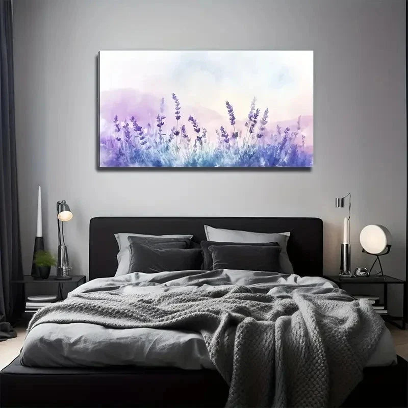 Colorful Purple Lavender Wall Art Canvas Office Home Room Framed 80x45cm