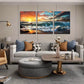 3pcs  Sunset with Ocean Waves, Vibrant Metal Print Ready to Hang Art