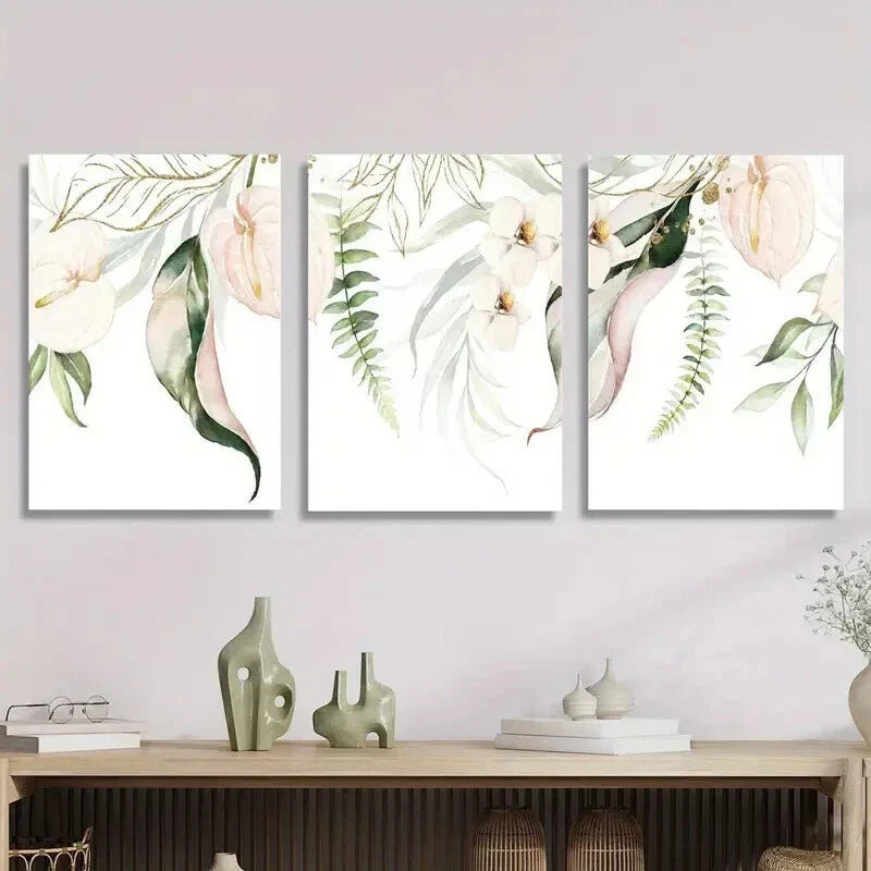 3pcs Minimalist lily flower poster plant Art Metal Print Ready to Hang Art