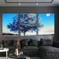 3pcs Nature Sun Modern Blue Big Tree Metal Print Ready to Hang Art