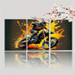 3pcs Yellow Motocross Canvas Painting Style Metal Print Ready to Hang Art