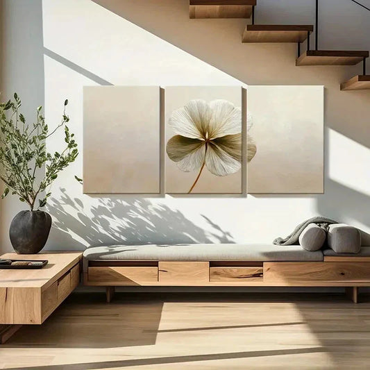 3pcs Abstract Floral Art Elegant Design Soft Metal Print Ready to Hang Art