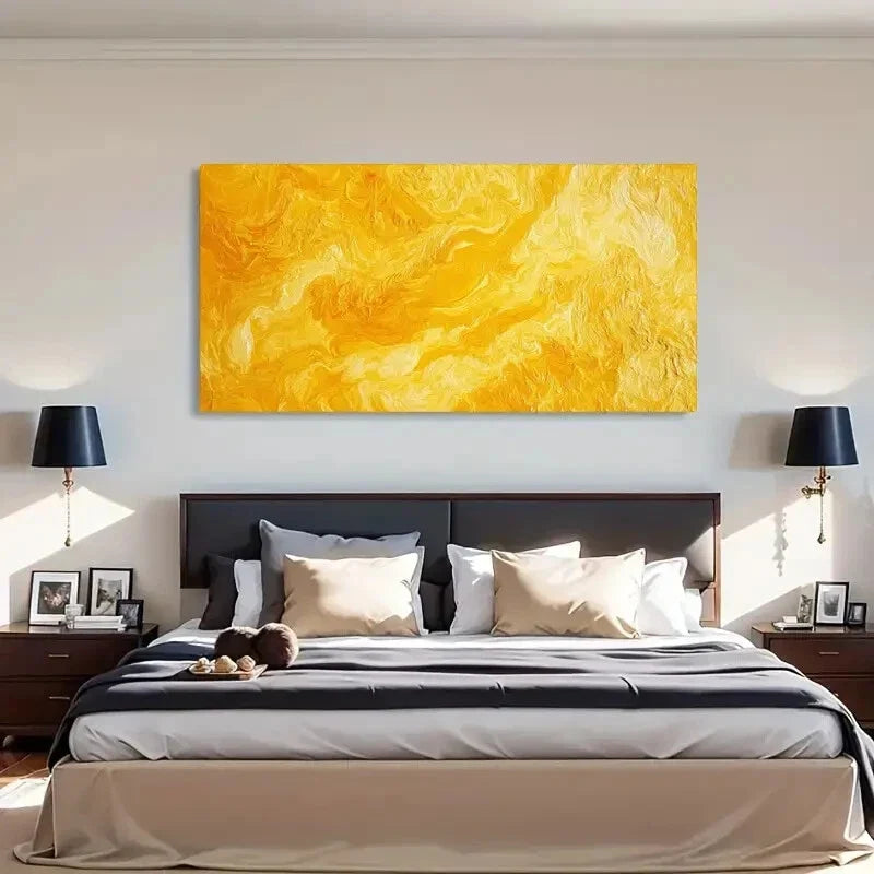 Light Abstract Yellow Design Wall Art Canvas Office Home Room Framed 120x60cm