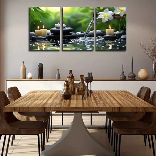 3pcs Green Plants Light Elegant Style Wall Art Set Canvas Framed 40x60cm - High Quality Print 100% Australian Made Wall Canvas Ready to Hang