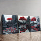 3pcss There Is A Red Maple Tree  Wall Art Set Canvas Framed 40x60cm - High Quality Print 100% Australian Made Wall Canvas Ready to Hang