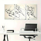 3pcs Dynamic Running Figures Black & White Line Metal Print Ready to Hang Art