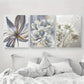 3pcs Minimalist Elegant White Flowers Design Metal Print Ready to Hang Art