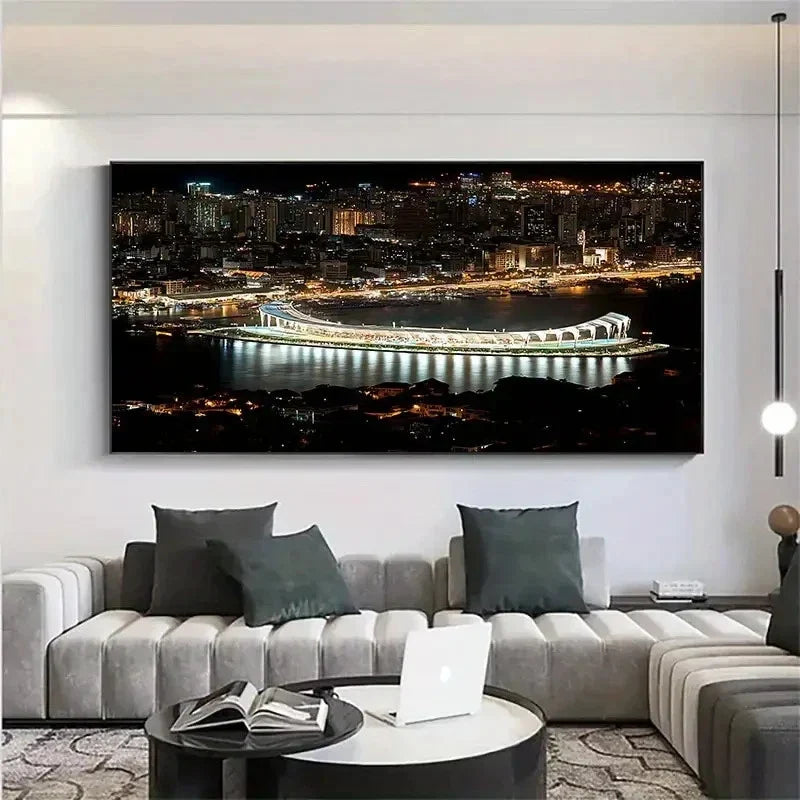 Modern Cityscape Night View Wall Art Canvas Office Home Room Framed 120x60cm
