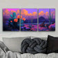 3pcs  Vibrant Orange & Blue Sky Prints  Metal Print Ready to Hang Art