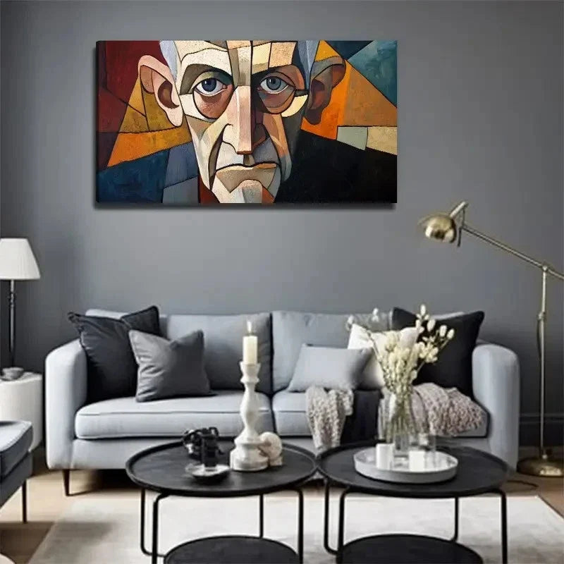 Old For Man's Face Wall Art Canvas Office Home Room Framed 80x45cm