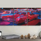 3pcs Vibrant Red & Blue Classic Cars in Night Wall Art Set Canvas Framed 40x60cm - High Quality Print 100% Australian Made Wall Canvas Ready to Hang