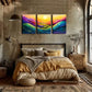 3pcs Abstract Mountain And Sunrise Wall Art Set Canvas Framed 40x60cm - High Quality Print 100% Australian Made Wall Canvas Ready to Hang