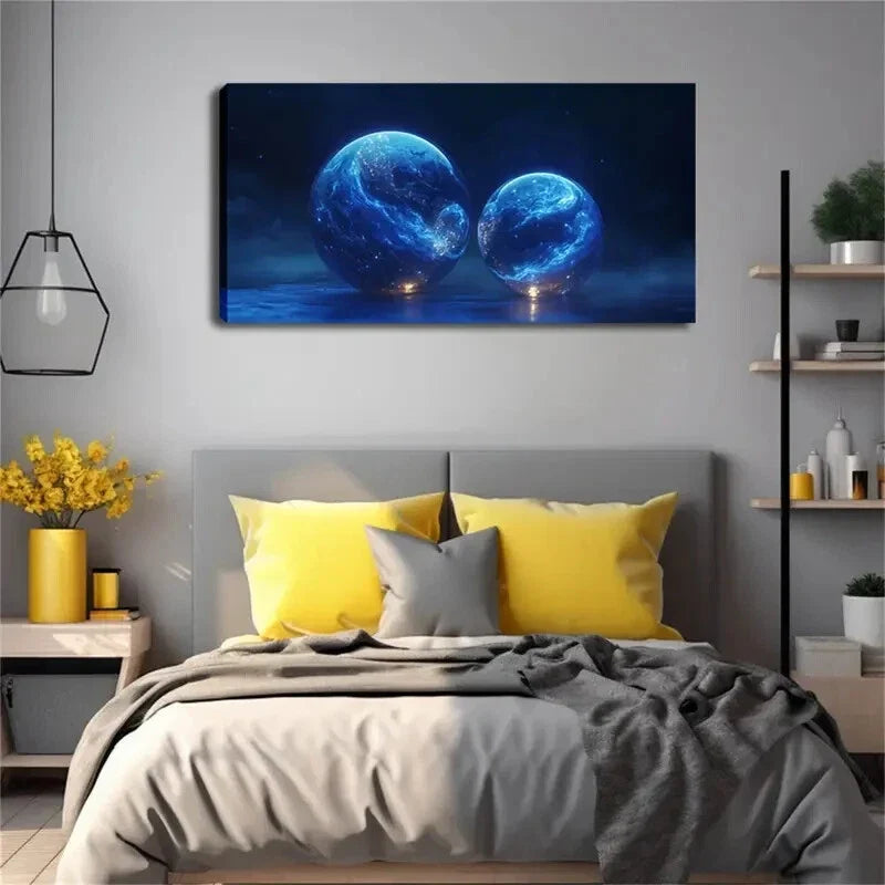 Two Planets Of One Large One Wall Art Canvas Office Home Room Framed 80x45cm