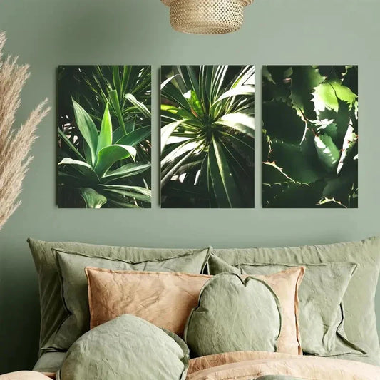3pcs Vibrant Madagascar Agave Metal Print Ready to Hang Art