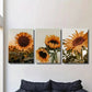 3pcs Nordic sunflower, dark sunflower blooms Metal Print Ready to Hang Art