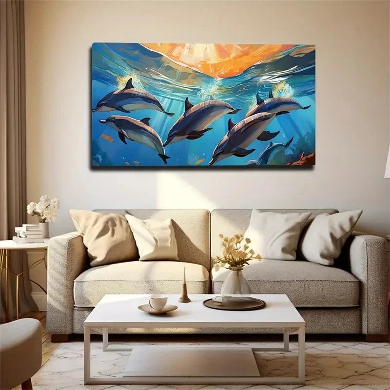 Realistic Underwater Scene Wall Art Canvas Office Home Room Framed 120x60cm
