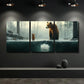 3pcs Bear on Ice Floe Triptych Metal Print Ready to Hang Art