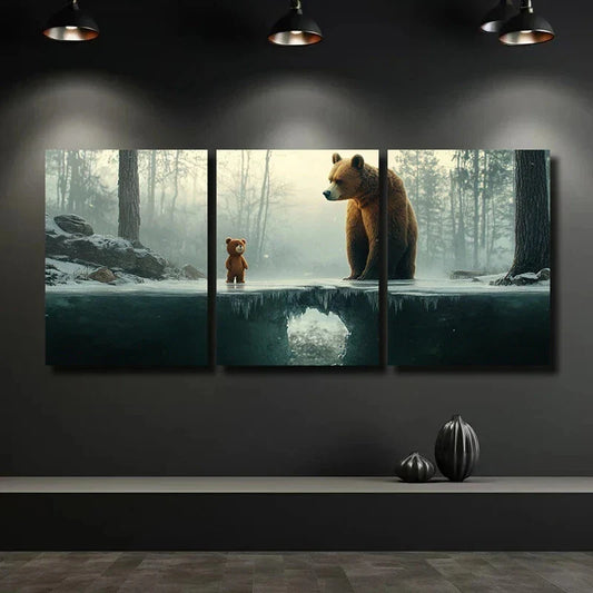 3pcs Bear on Ice Floe Triptych Metal Print Ready to Hang Art