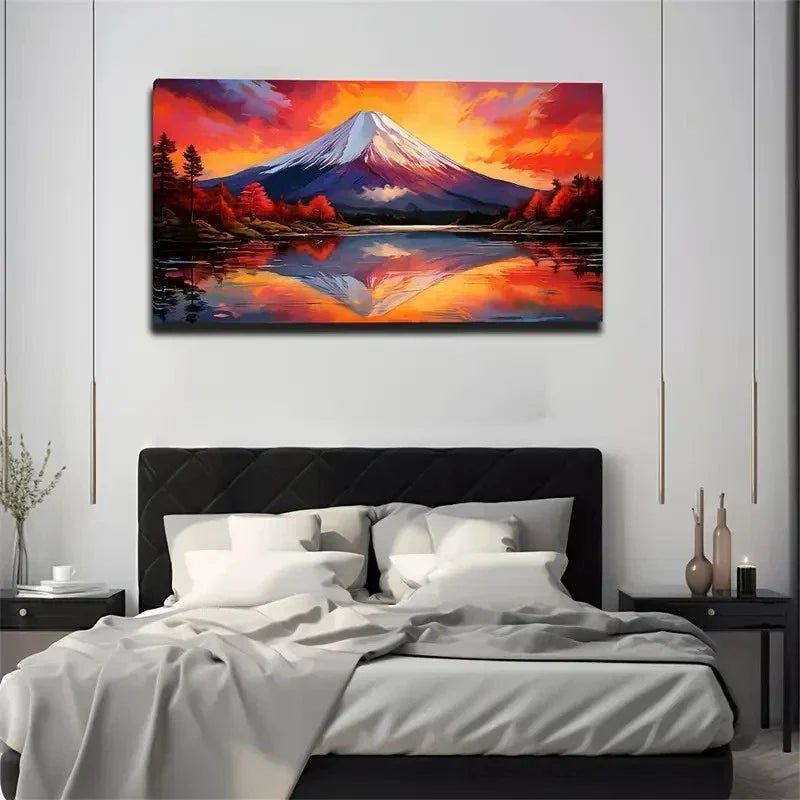 Mystical Mountain & Lake Wall Art Canvas Office Home Room Framed 120x60cm