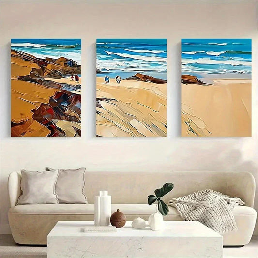 3pcs Abstract-Beach Painting Colourful Nature Metal Print Ready to Hang Art