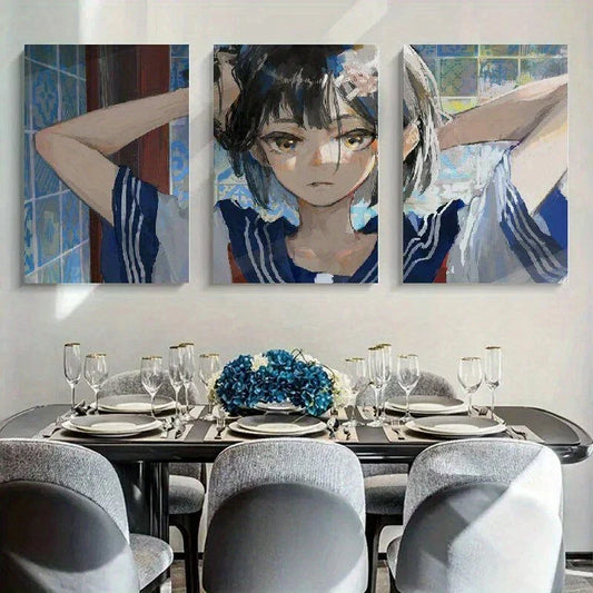 3pcs Anime Japanese Manga Cute Metal Print Ready to Hang Art