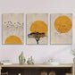 3pcs Featuring a Minimalist Illustration of a Sun Metal Print Ready to Hang Art