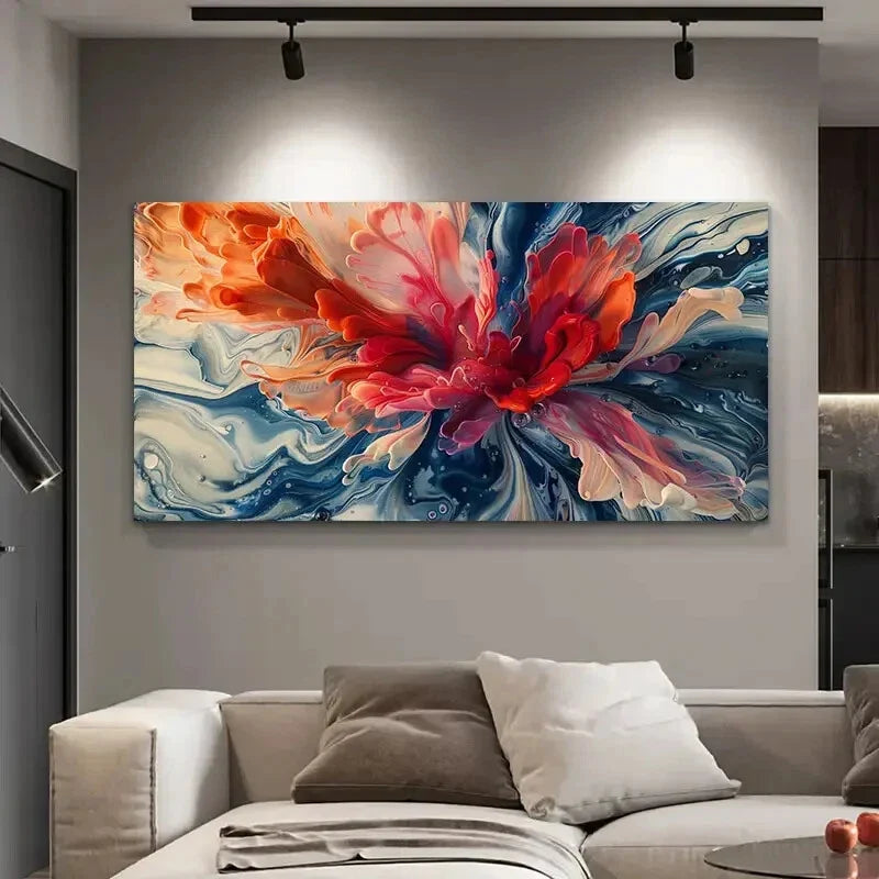 Vibrant Fluid Nature-Inspired Wall Art Canvas Office Home Room Framed 80x45cm
