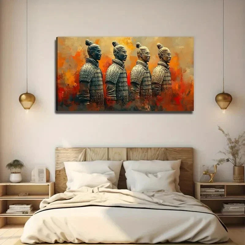 Perfect Terracotta Warriors Wall Art Canvas Office Home Room Framed 80x45cm