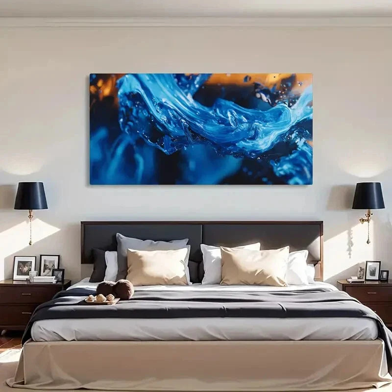 Vividness Modern Abstract Blue Wall Art Canvas Office Home Room Framed 120x60cm