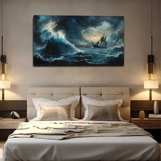 Sailboat Ocean Spray Bar Wall Art Canvas Office Home Room Framed 120x60cm