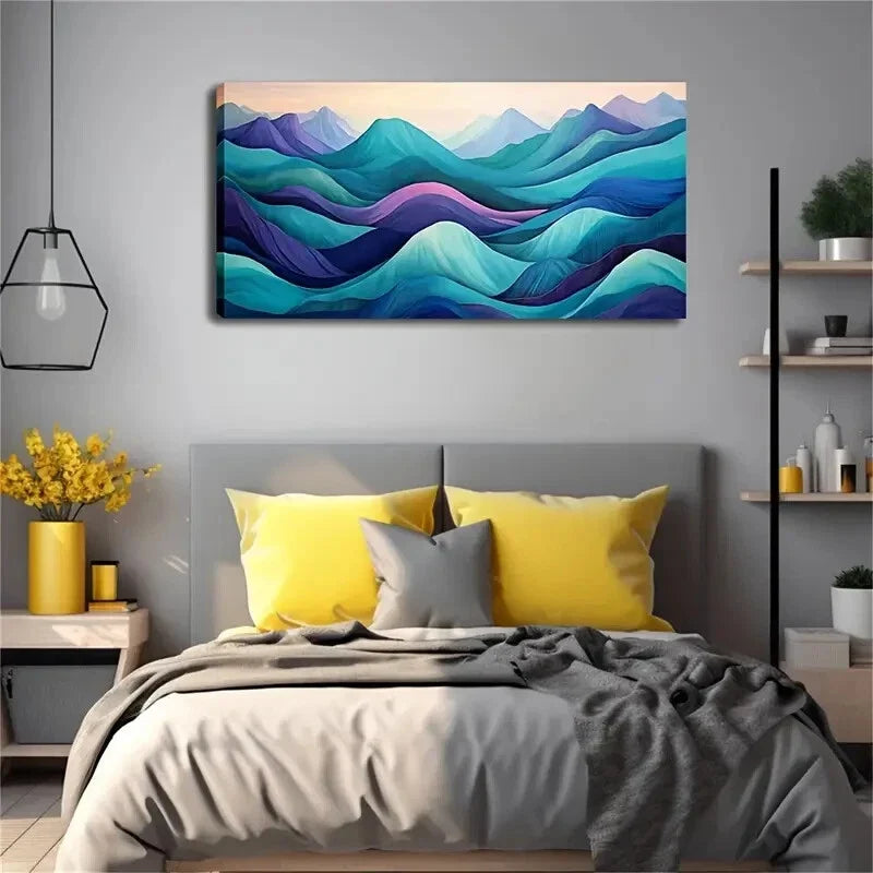 Modern Minimalist Mountain Land Wall Art Canvas Office Home Room Framed 120x60cm