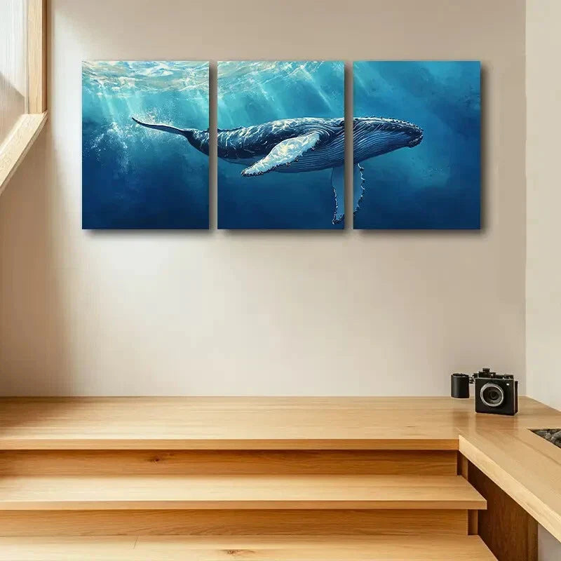 3pcs Humpback Whale Triptych Metal Print Ready to Hang Art