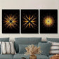 3pcs  Abstract psychedelic golden kaleidoscope   Metal Print Ready to Hang Art