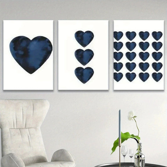 3pcs Romantic Love Modern Blue Metal Print Ready to Hang Art