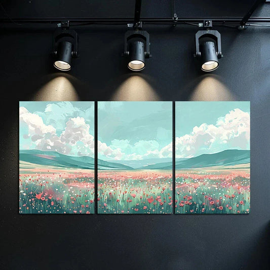 3pcs Charming Illustrations Abstract Nature Metal Print Ready to Hang Art
