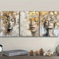 3pcs  Golden and gray girl Art Painting Metal Print Ready to Hang Art