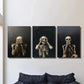 3pcs Golden-Hued Skeletons in Various Poses  Wall Art Set Canvas Framed 40x60cm - High Quality Print 100% Australian Made Wall Canvas Ready to Hang