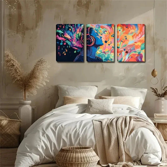 3pcs Warm Orange-Pink Notes Wall Art Set Canvas Framed 40x60cm - High Quality Print 100% Australian Made Wall Canvas Ready to Hang