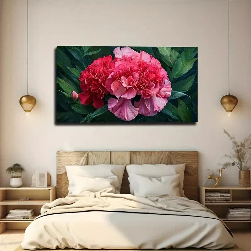 Modern Bohemian Floral Wall Art Canvas Office Home Room Framed 80x45cm