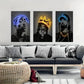 3pcs Vibrant Neon Skulls & Crown Designs Metal Print Ready to Hang Art