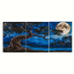 3pcs Mystical Moonlit Forest Scene with Pine Trees Metal Print Ready to Hang Art