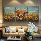 3pcs Youngsters Highland Cow Wildflower Meadow Metal Print Ready to Hang Art