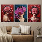 3pcs Colorful Botanical Floral Girl Female Art Metal Print Ready to Hang Art
