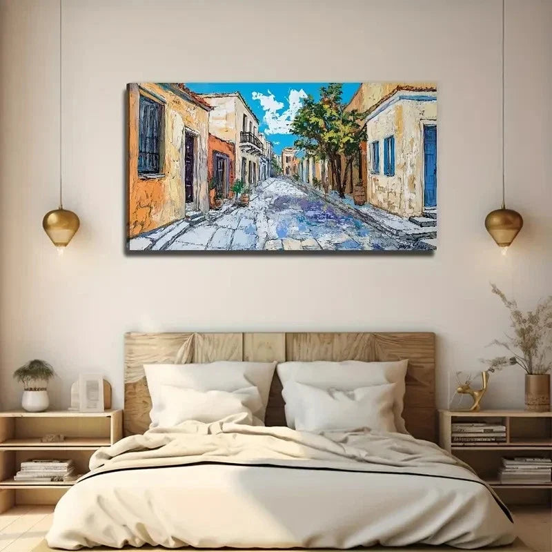 Abstract Old Street Perfect Wall Art Canvas Office Home Room Framed 80x45cm
