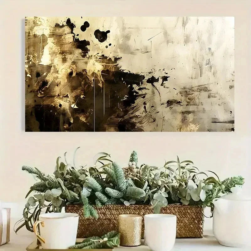 Vintage Retro Abstract Brown Wall Art Canvas Office Home Room Framed 120x60cm