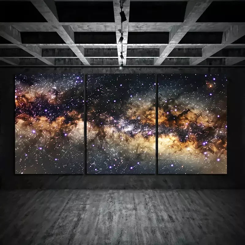 3pcs Panoramic View of The Milky Way Galaxy Canvas Framed 40x60cm - High Quality Print 100% Australian Made Wall Canvas Ready to Hang