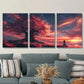 3pcs ,Anime Girl Beneath a Cherry Blossom Tree Metal Print Ready to Hang Art